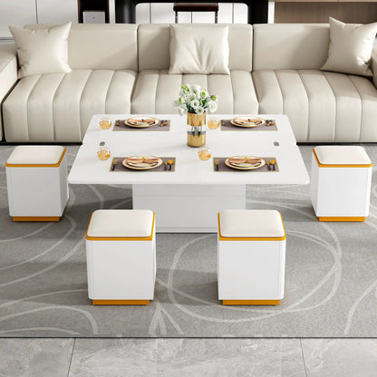 Lift Top Coffee Table with Storage Stools
