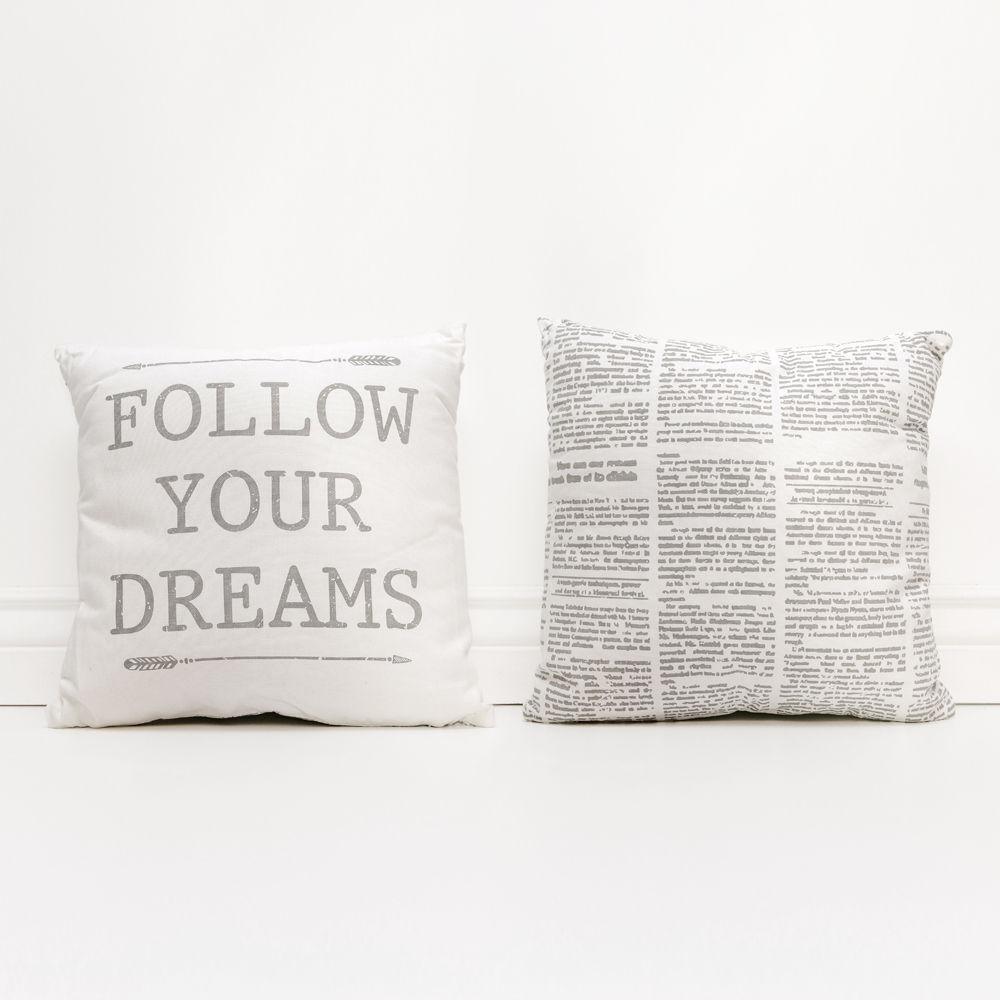 Follow Your Dreams Pillow With Arrow Silhouettes