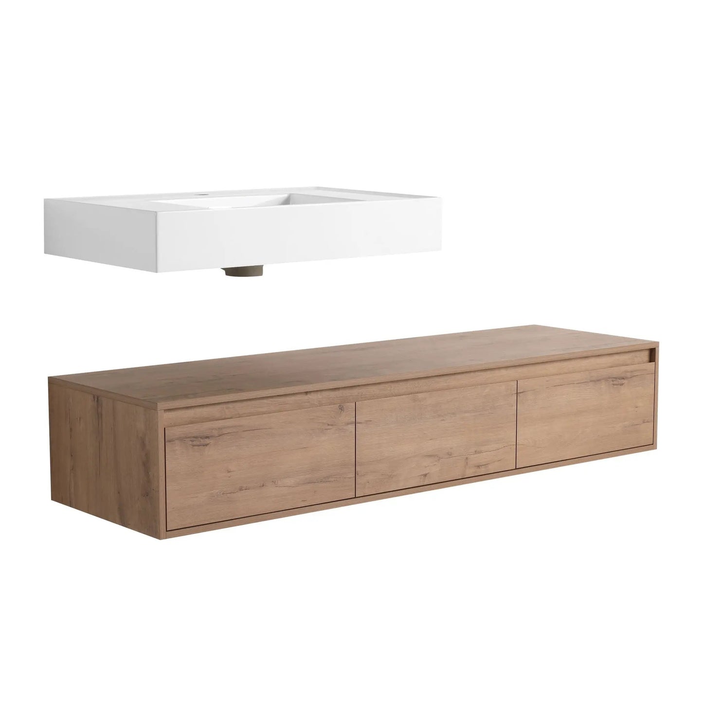 Modern Wall Mounted Vanity Resin Sink Drawer
