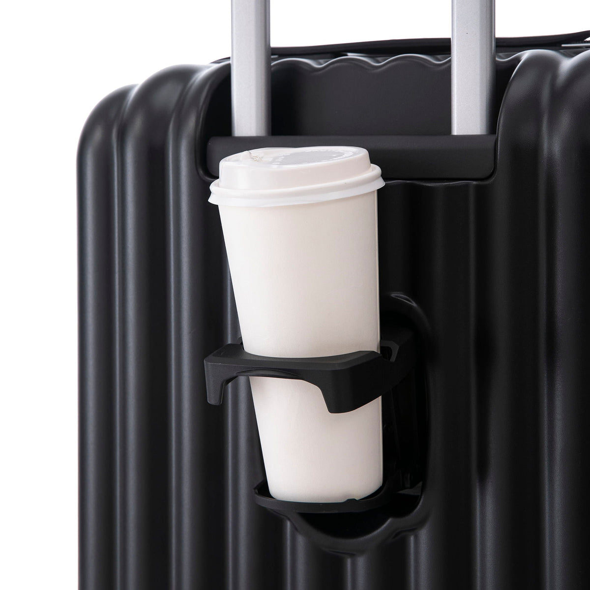 HouseOfZazla 3-piece spinner luggage set with cup holder on black carry-on luggage on Tampa Home & Garden Store