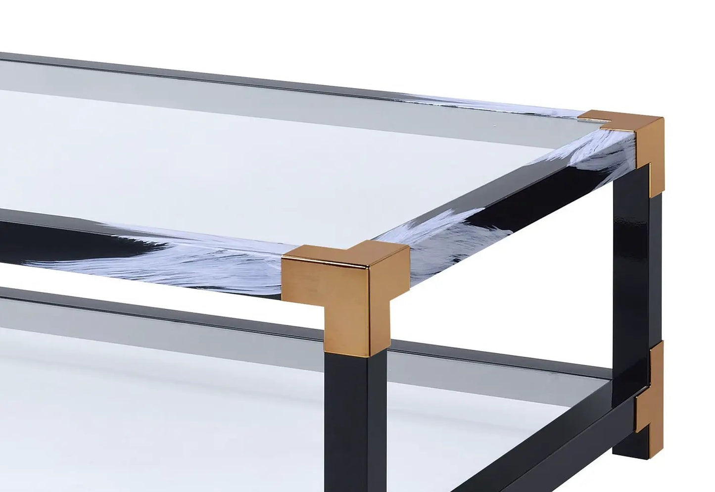 Lafty Glass Coffee Table and Open Shelf Modern