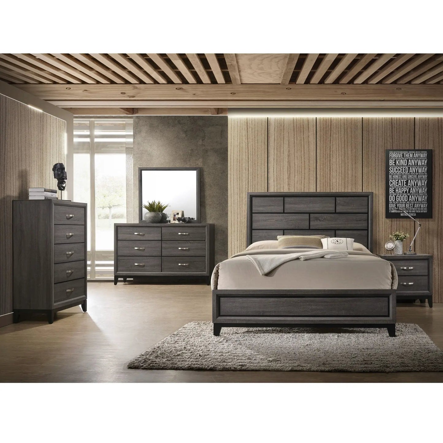 Contemporary 5 Drawer Tall Chest with Finish