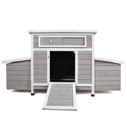 Large chicken coop outdoor hen house by HouseOfZazla with dual nesting boxes, gray siding on Tampa Home & Garden Store