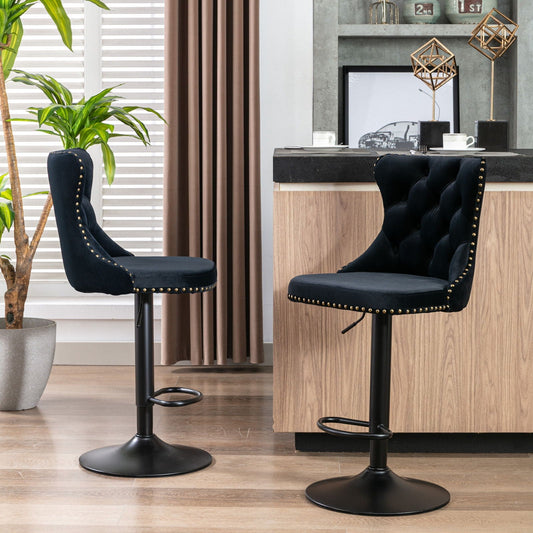 Swivel bar stools adjustable height with tufted upholstery and nailhead trim 2-pack HouseOfZazla on Tampa Home & Garden Store