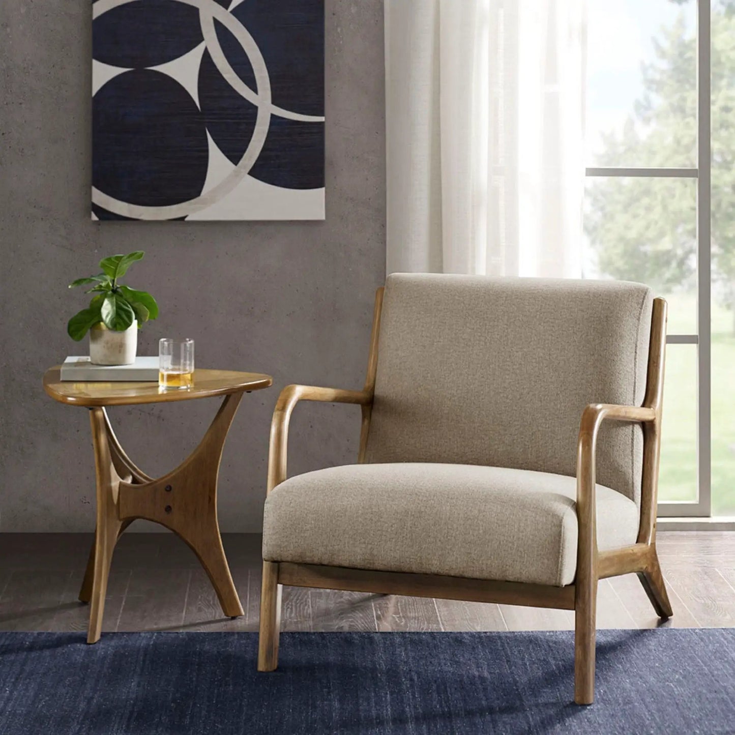 Mid-Century Style Lounge Chair With Upholstery