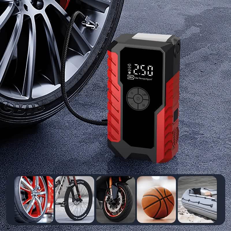 Portable 12V car jump starter by DailySale with LED display, red/black rugged body on Tampa Home & Garden Store