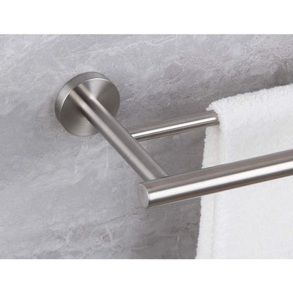 6-Piece bathroom hardware set in brushed stainless steel with wall-mounted towel bar on Tampa Home & Garden Store