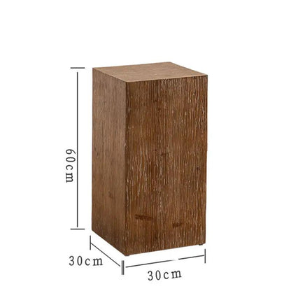 Solid wood square side table in brown oak finish, 60 cm tall, 30 cm base, FLIPSTYLEZLLC on Tampa Home & Garden Store