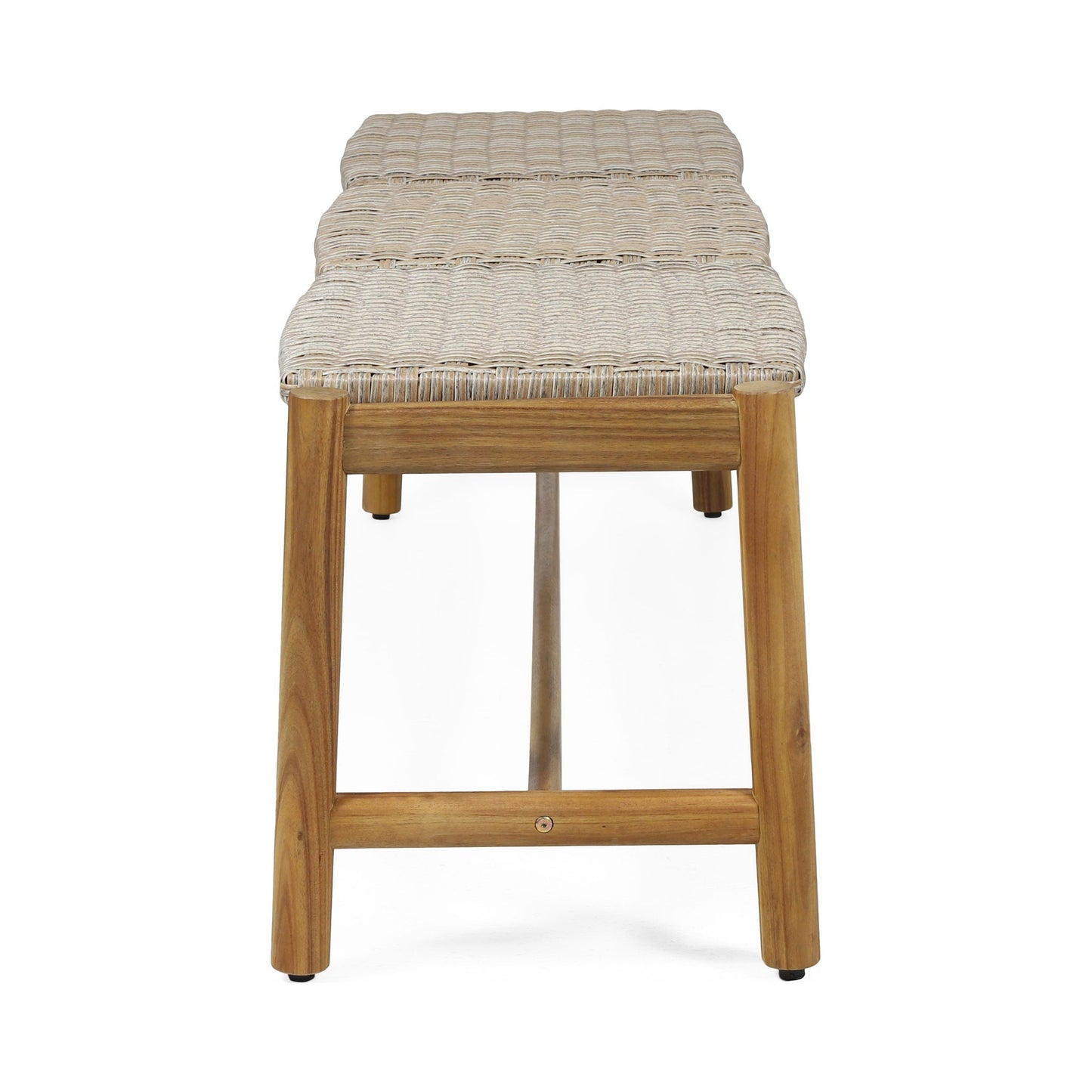 Cambria 3-Seater Teak Bench with woven rattan seating by HouseOfZazla on Tampa Home & Garden Store