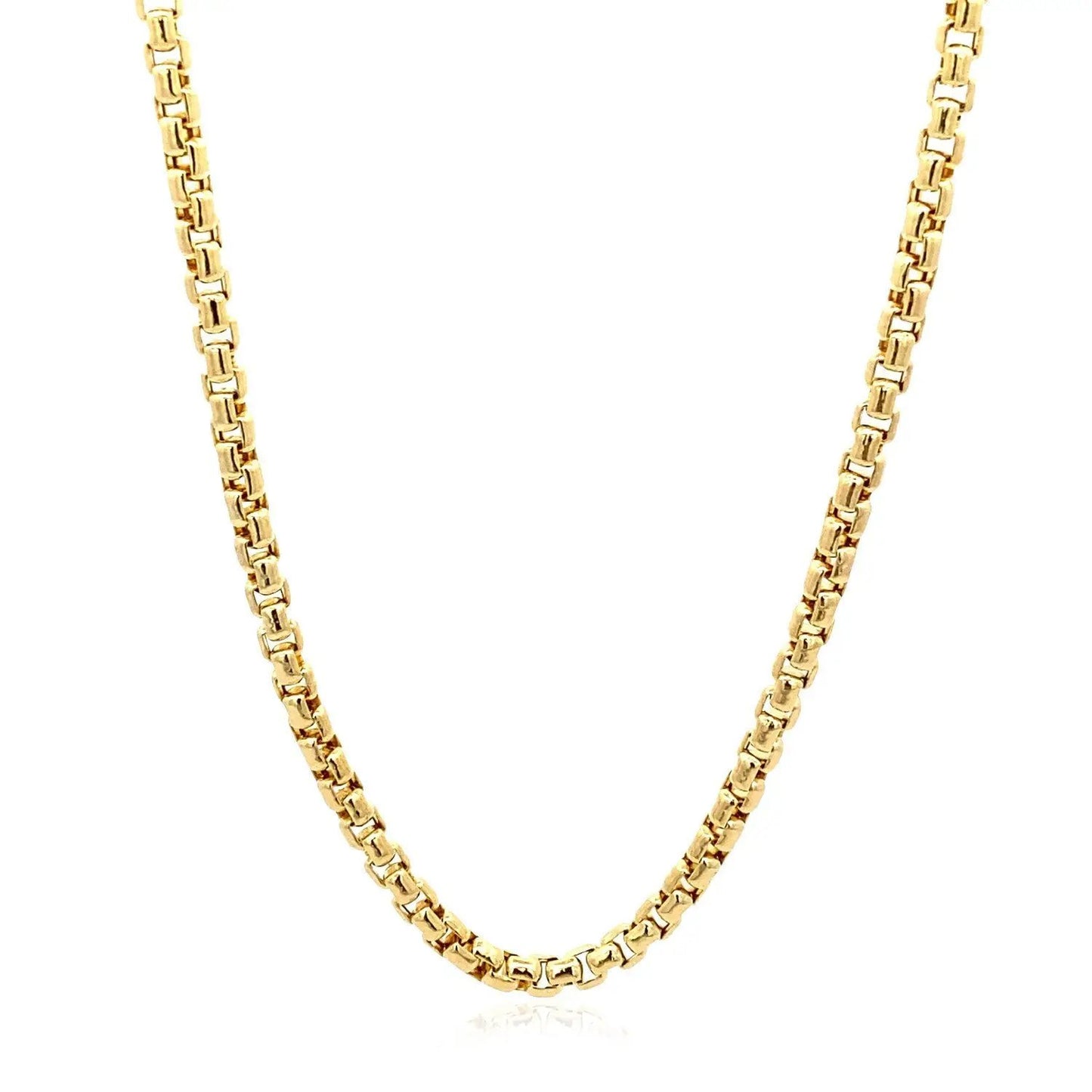 3.4mm 14k yellow gold box chain necklace with polished square links on Tampa Home & Garden Store