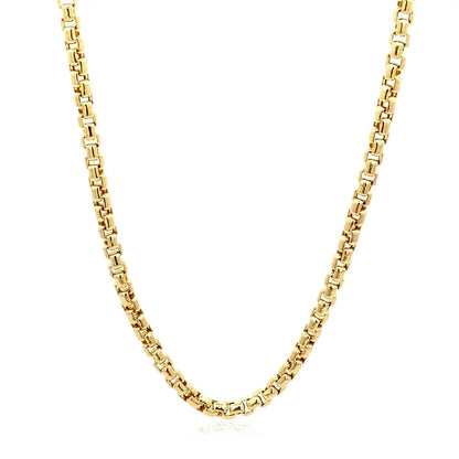 3.4mm 14k yellow gold box chain necklace with polished square links on Tampa Home & Garden Store