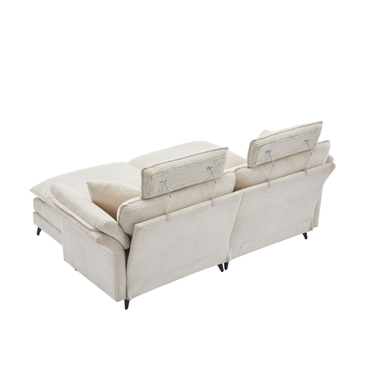 Modern deep-seat sectional sofa with ottoman beige corduroy, 3-piece set by HouseOfZazla on Tampa Home & Garden Store