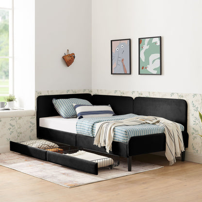 Upholstered Platform Sofa Bed with Drawers