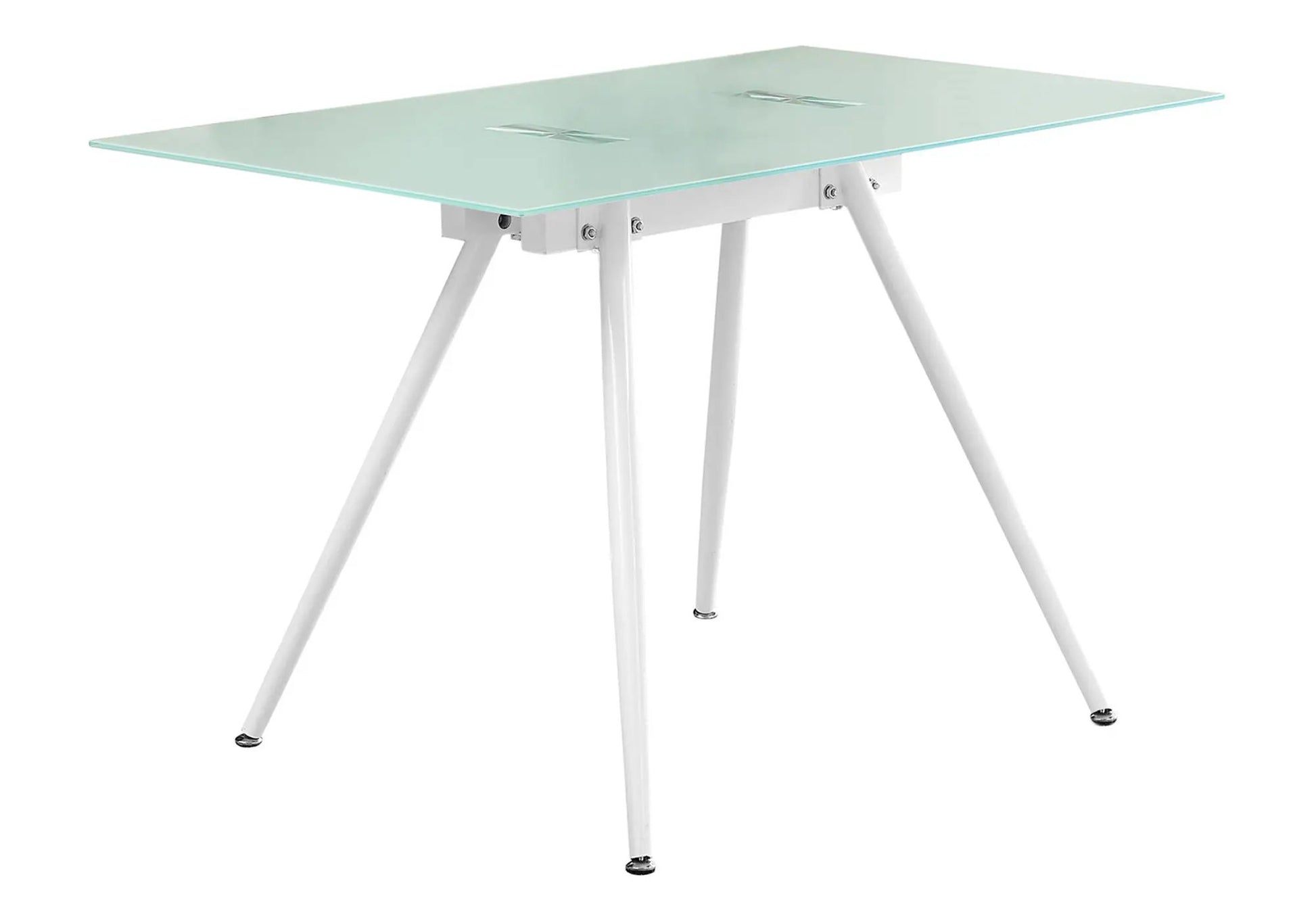 Computer desk with tempered glass top and white metal legs Unique Piece Furniture on Tampa Home & Garden Store