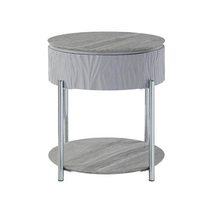 Yukino round sofa table grey marble top with chrome legs Unique Piece Furniture on Tampa Home & Garden Store