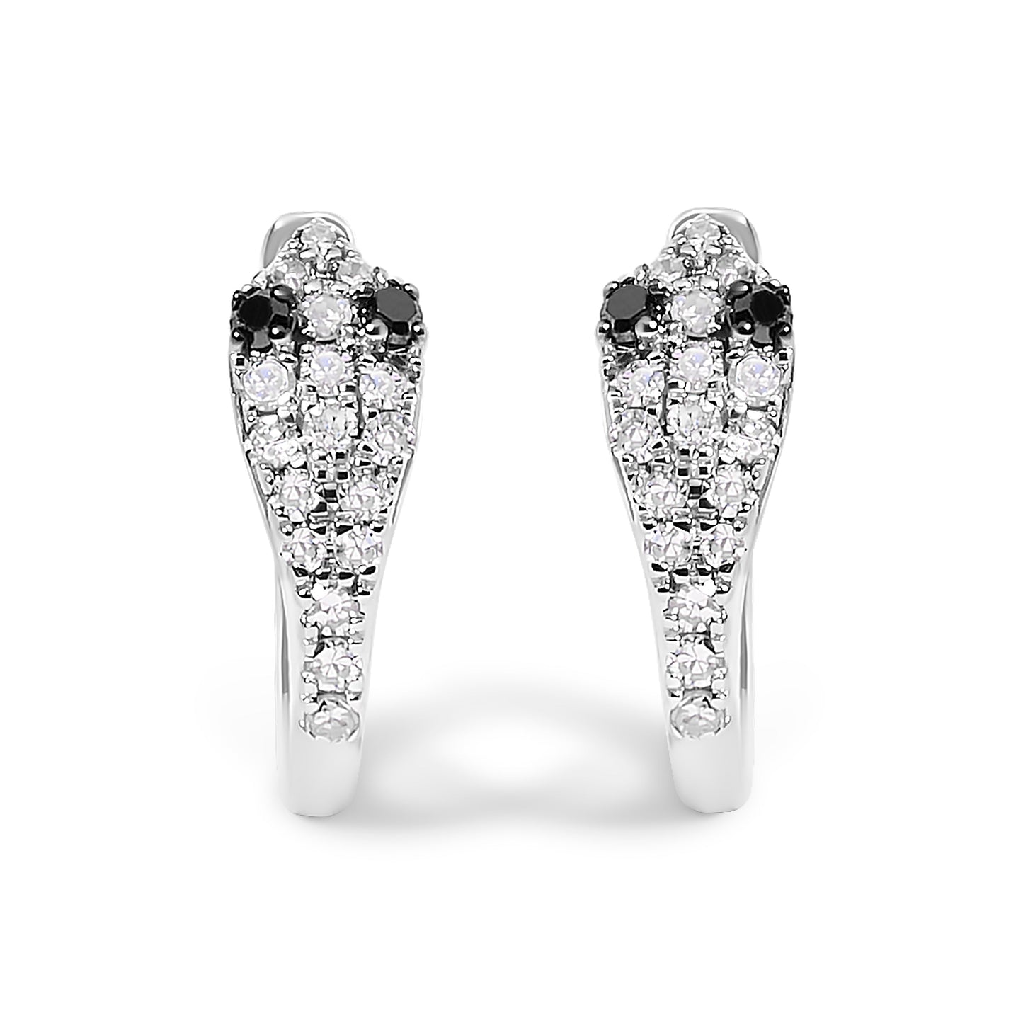 10K white gold huggy hoop earrings with pavé diamonds, 1/5 Cttw snake-eye design on Tampa Home & Garden Store