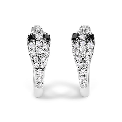 10K white gold huggy hoop earrings with pavé diamonds, 1/5 Cttw snake-eye design on Tampa Home & Garden Store