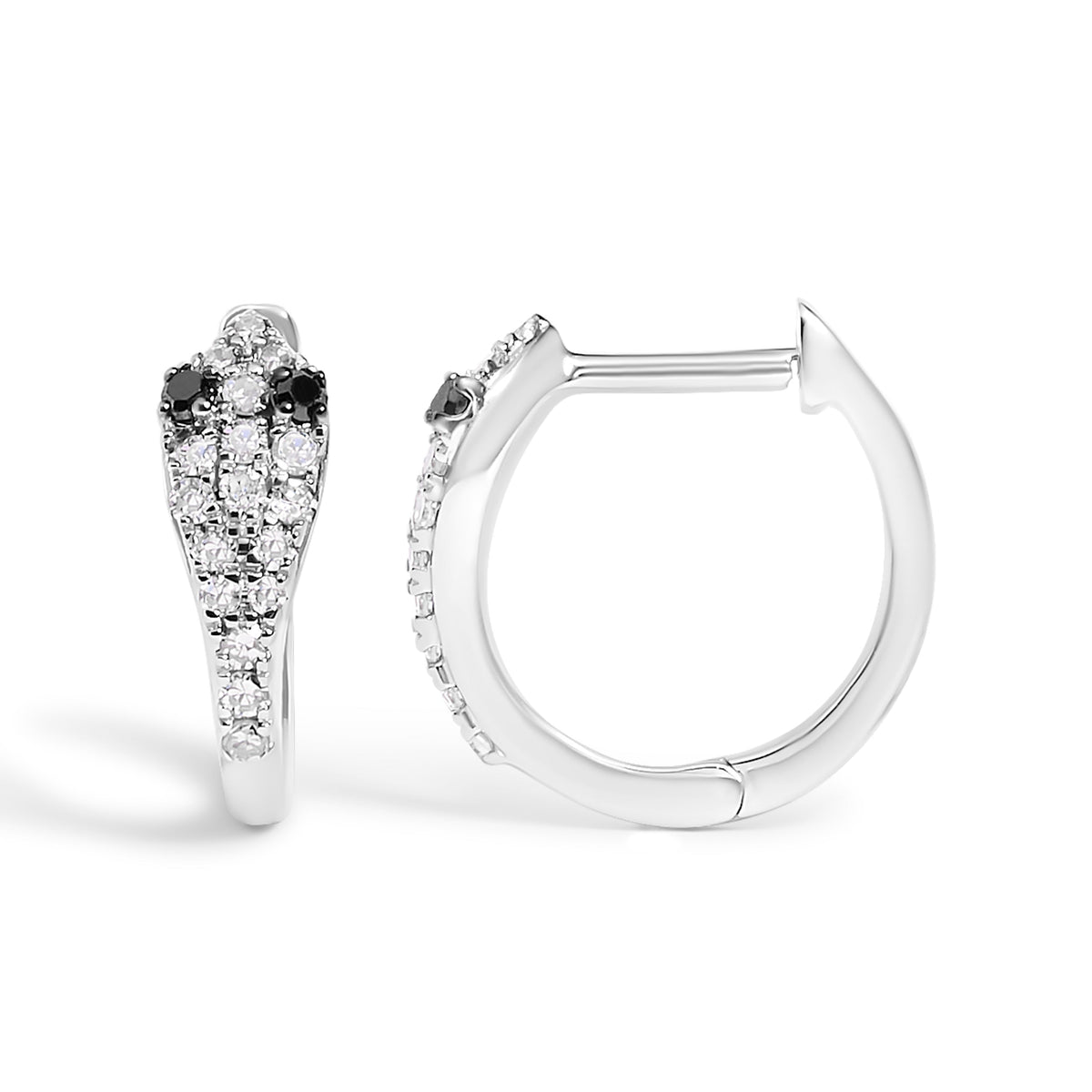 Diamond snake eyes huggy hoop earrings in 10K white gold, 1/5 ct tw diamonds, Bids.com on Tampa Home & Garden Store