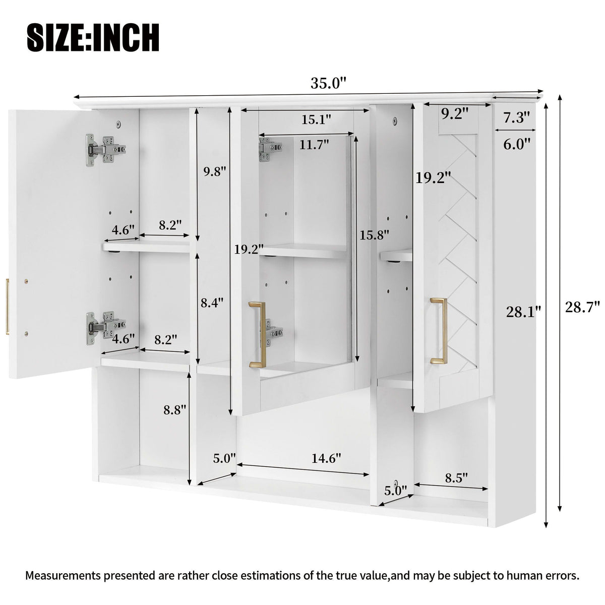 Medicine cabinet wall-mounted adjustable shelves and softclose doors white by HouseOfZazla on Tampa Home & Garden Store