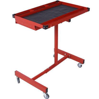 Adjustable Tear Down Work Table With Drawer red power station on casters with textured top on Tampa Home & Garden Store