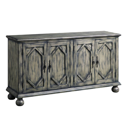 Pavan Console Cabinet with Patterned Doors Gray, X-panel fronts, weathered finish on Tampa Home & Garden Store