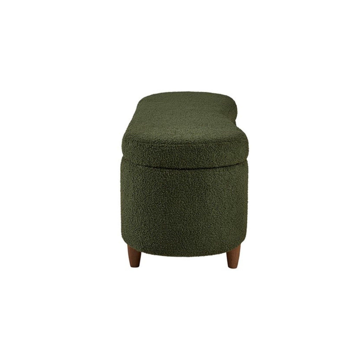 HouseOfZazla Flip Top Storage Bench in dark green textured fabric with wooden legs on Tampa Home & Garden Store