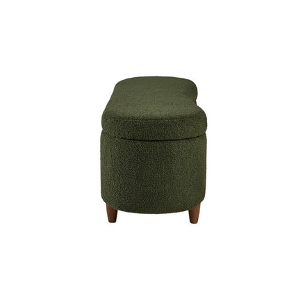 HouseOfZazla Flip Top Storage Bench in dark green textured fabric with wooden legs on Tampa Home & Garden Store