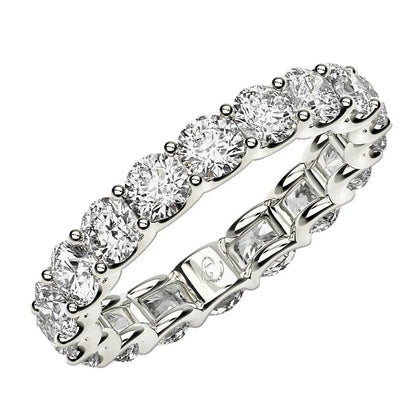 Round-cut lab-grown diamond eternity ring in 14k white gold with prong-set stones, 2 cttw, Bids.com on Tampa Home & Garden Store