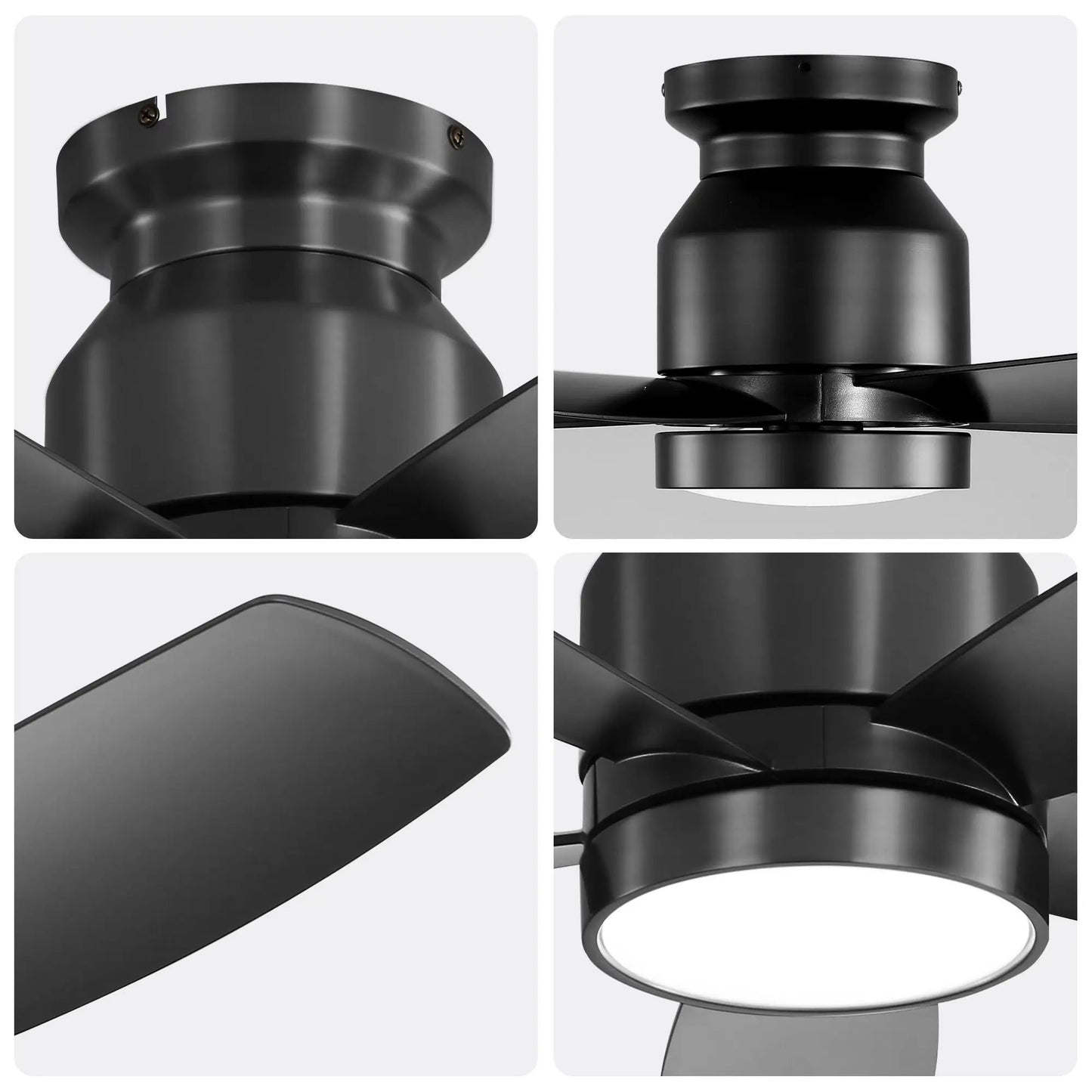 Flush Mount Ceiling Fan With 18W LED Light Remote