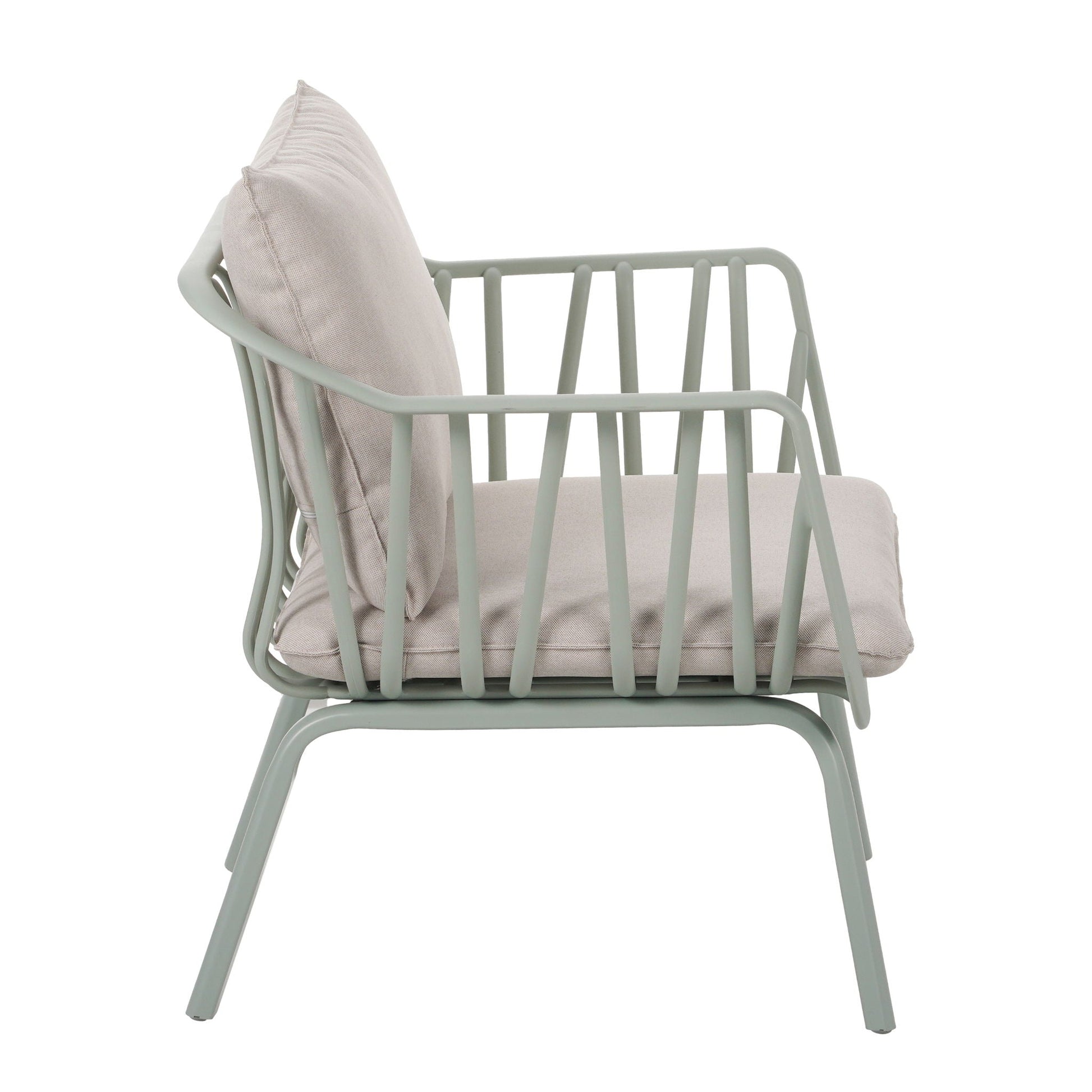 Huron Outdoor Club Chair set of 2 with light grey frame and beige cushions HouseOfZazla on Tampa Home & Garden Store