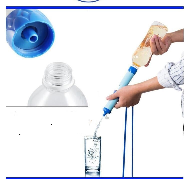 Sell My Stuff Outdoor Water Filter Camping Tool blue handheld purifier with bottle adaptor on Tampa Home & Garden Store