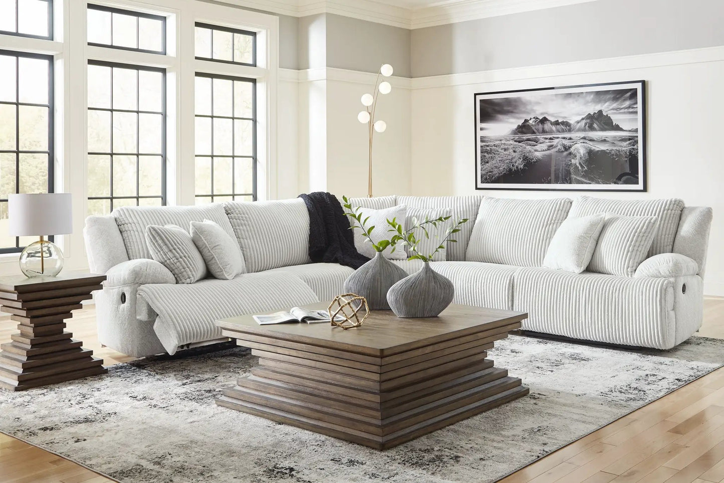 Top Tier Corduroy Reclining Sectional with Chaise