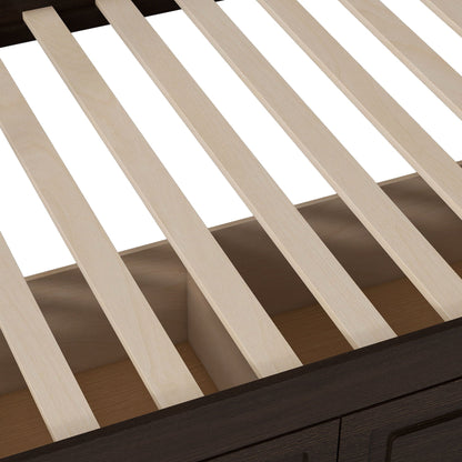 Bunk bed with drawers featuring light wood slats and dark brown base on Tampa Home & Garden Store