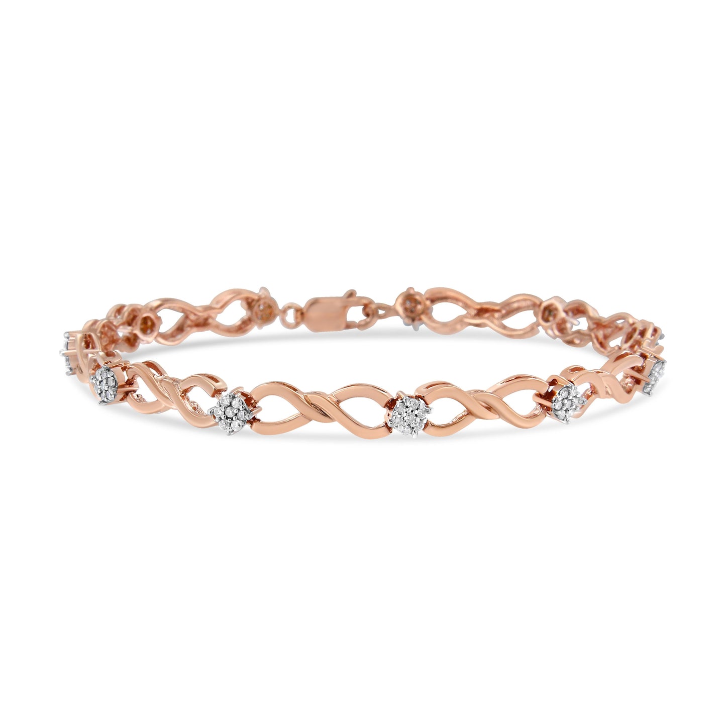 Bracelet rose gold plated silver infinity link with diamonds, 1/2 cttw, 7in, Bids.com on Tampa Home & Garden Store