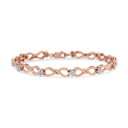 Bracelet rose gold plated silver infinity link with diamonds, 1/2 cttw, 7in, Bids.com on Tampa Home & Garden Store