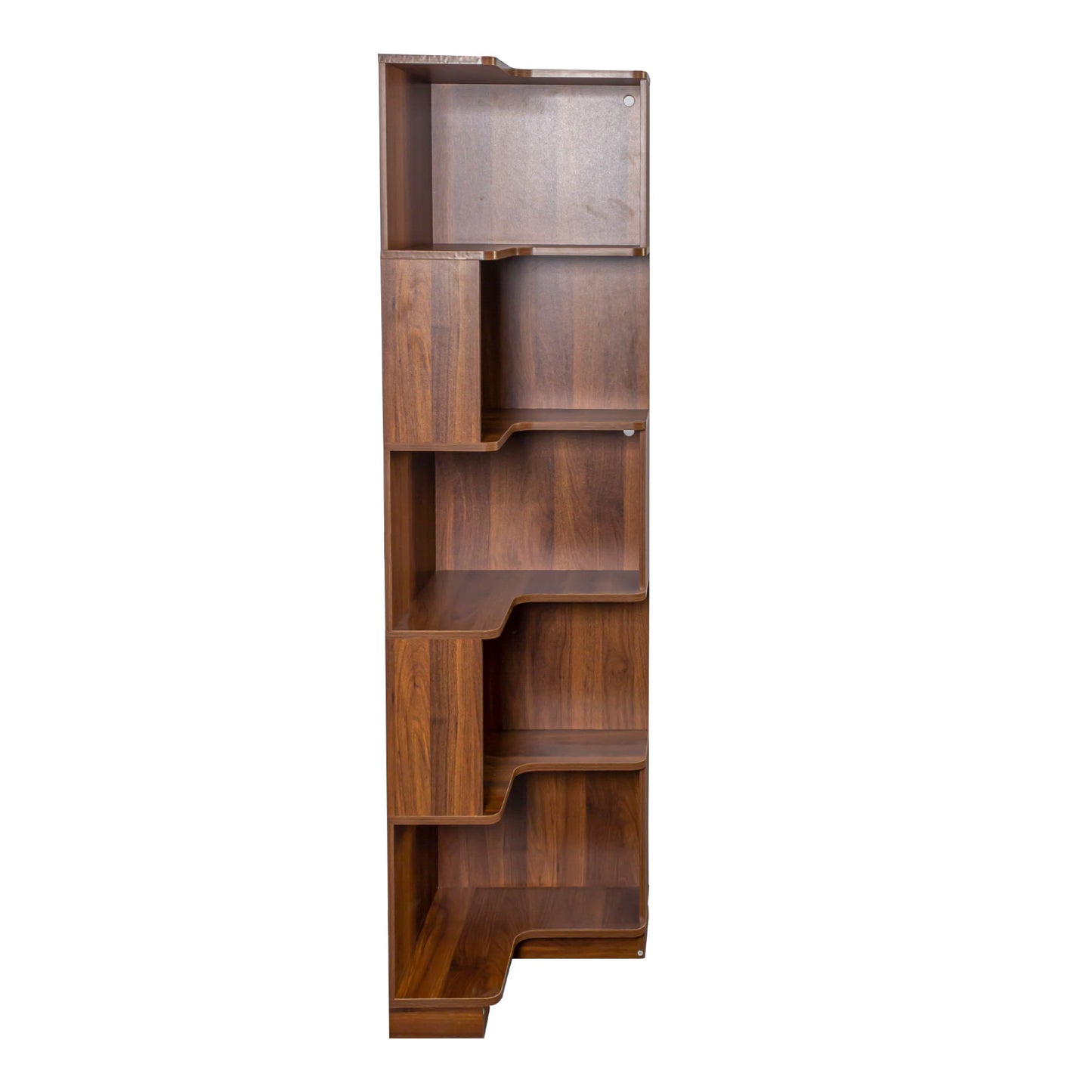 Corner 5-tier etagere bookshelf in dark walnut wood by HouseOfZazla on Tampa Home & Garden Store