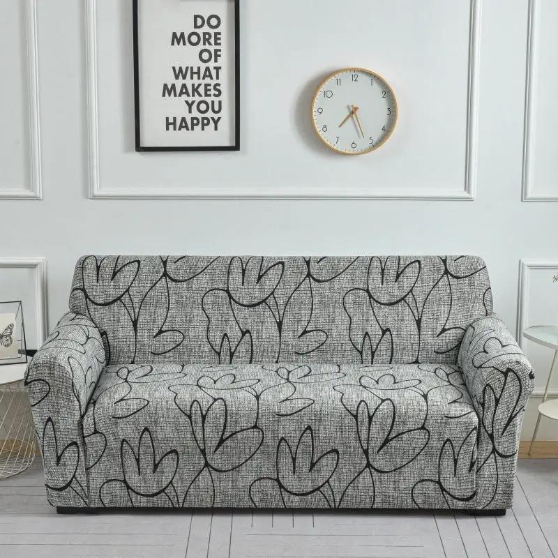 Sofa Cover Elastic Full Cover FLIPSTYLEZLLC gray sofa with bold black floral pattern on Tampa Home & Garden Store