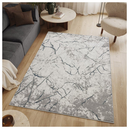 Contemporary Gray 3D Area Rug by HouseOfZazla with marble crack pattern in a living room on Tampa Home & Garden Store