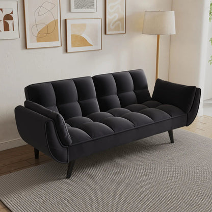 Futon sofa black leather with two armrests, compact for small spaces Unique Piece Furniture on Tampa Home & Garden Store