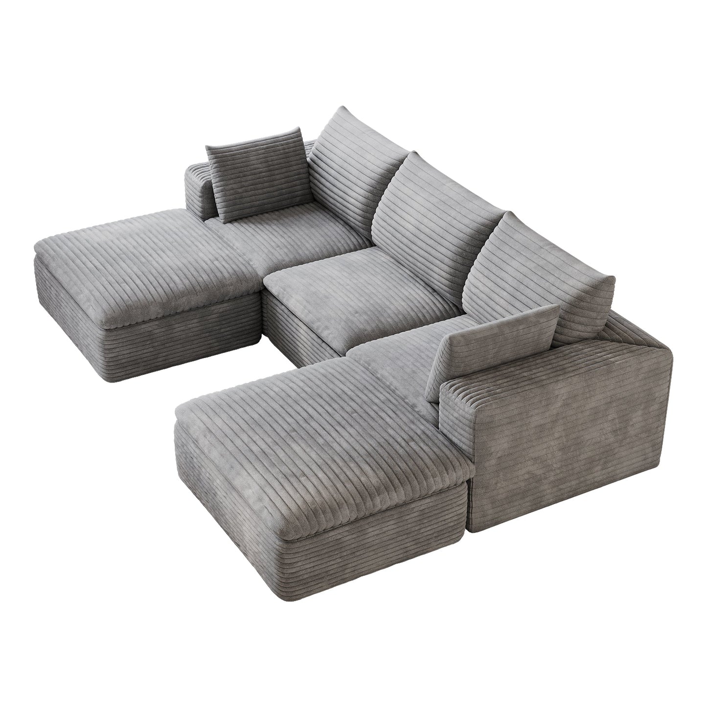 Grey Modular Cloud Sofa With Corduroy Cushions
