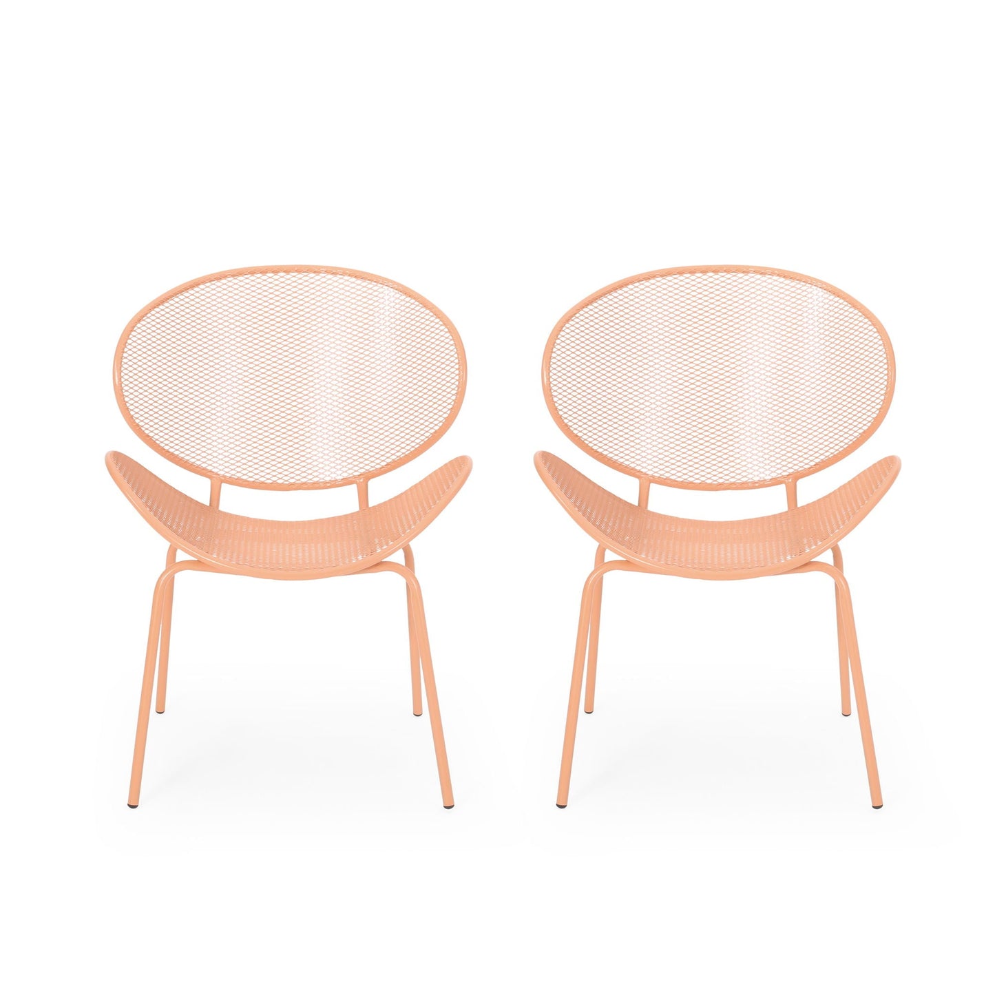 Elba Contemporary Outdoor Armless Chairs set, peach metal mesh, 2 chairs HouseOfZazla on Tampa Home & Garden Store