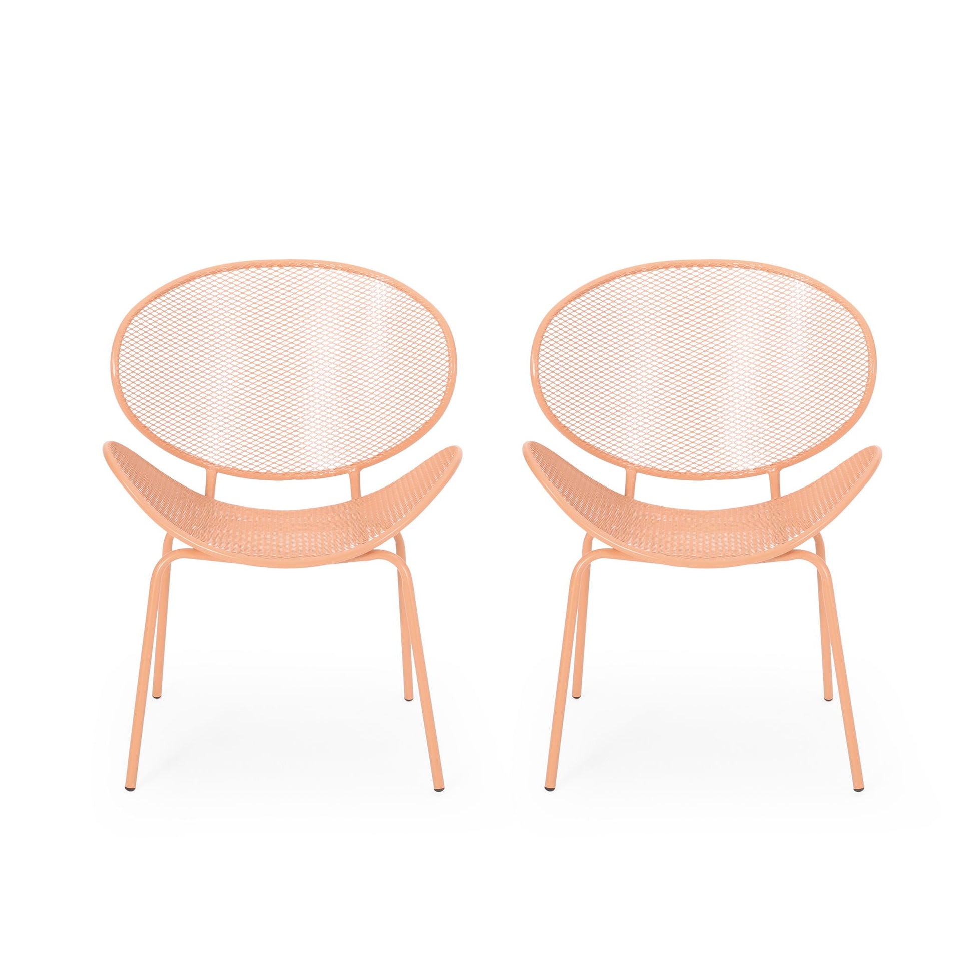 Elba Contemporary Outdoor Armless Chairs set, peach metal mesh, 2 chairs HouseOfZazla on Tampa Home & Garden Store