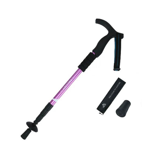 Outdoor telescopic climbing stick aluminum alloy with purple shaft and black curved handle on Tampa Home & Garden Store