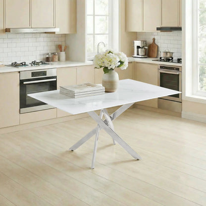 Modern Rectangular Dining Table with Metal Frame