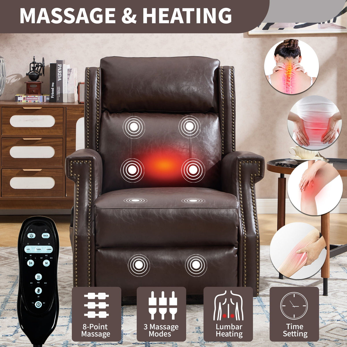 Manual Recliner With Vibrations and Heat