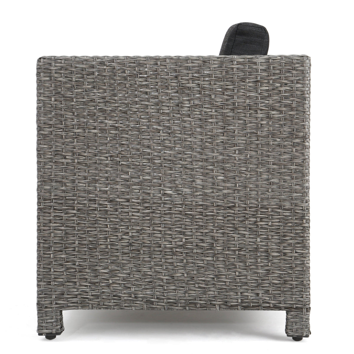 Puerta 4-Piece Outdoor Furniture Set gray wicker with black cushion HouseOfZazla on Tampa Home & Garden Store