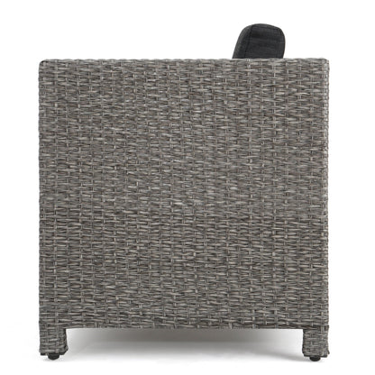 Puerta 4-Piece Outdoor Furniture Set gray wicker with black cushion HouseOfZazla on Tampa Home & Garden Store