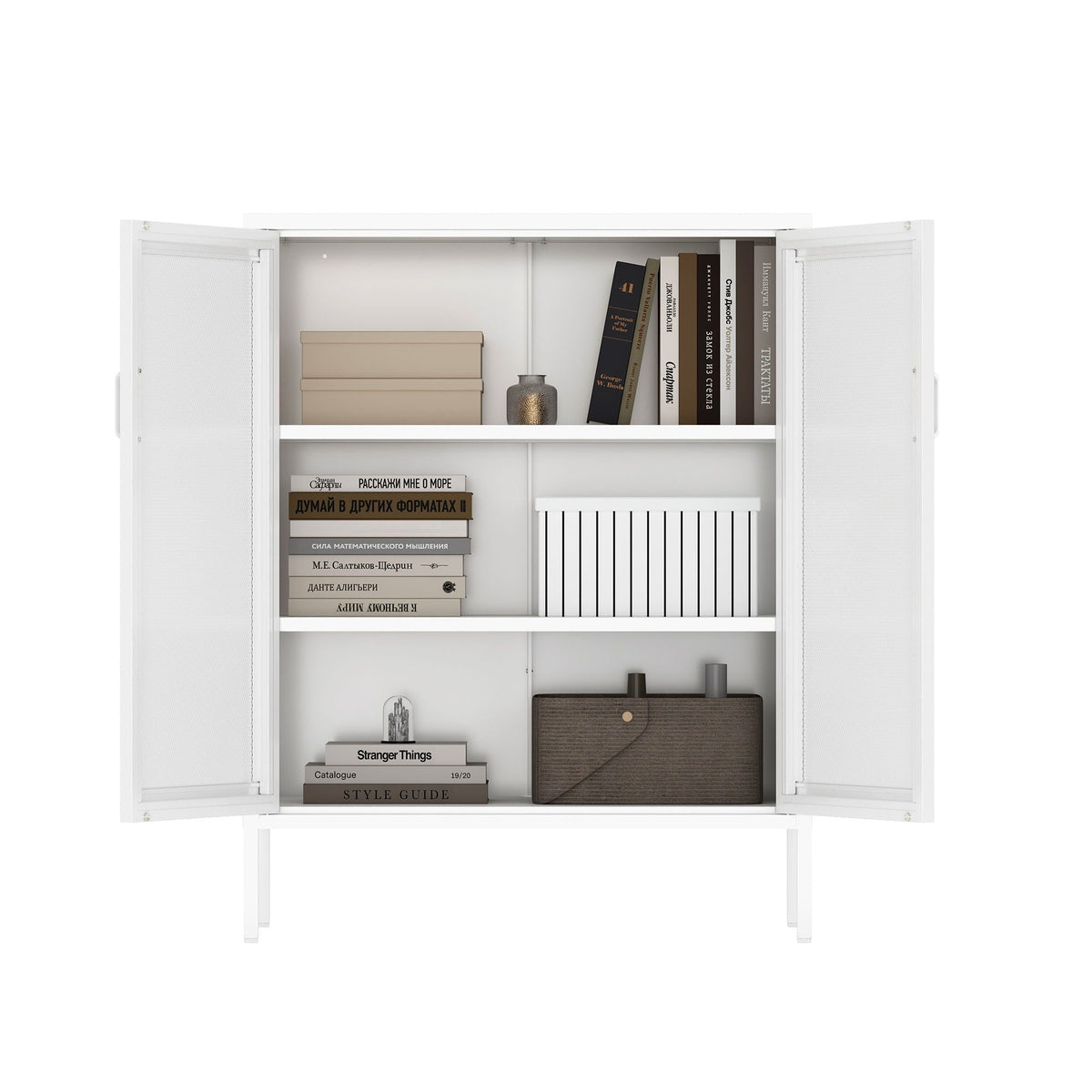 Metal Accent Cabinet white finish with adjustable shelves by HouseOfZazla, accent table on Tampa Home & Garden Store