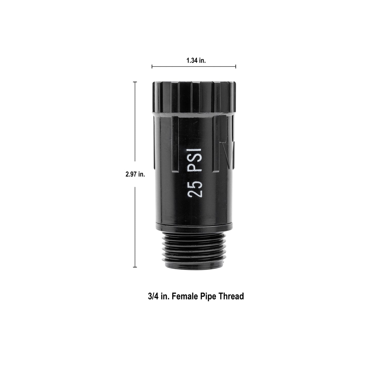 3/4 in FHT pressure regulator, 25 PSI, Orbit Irrigation black garden hose valve on Tampa Home & Garden Store