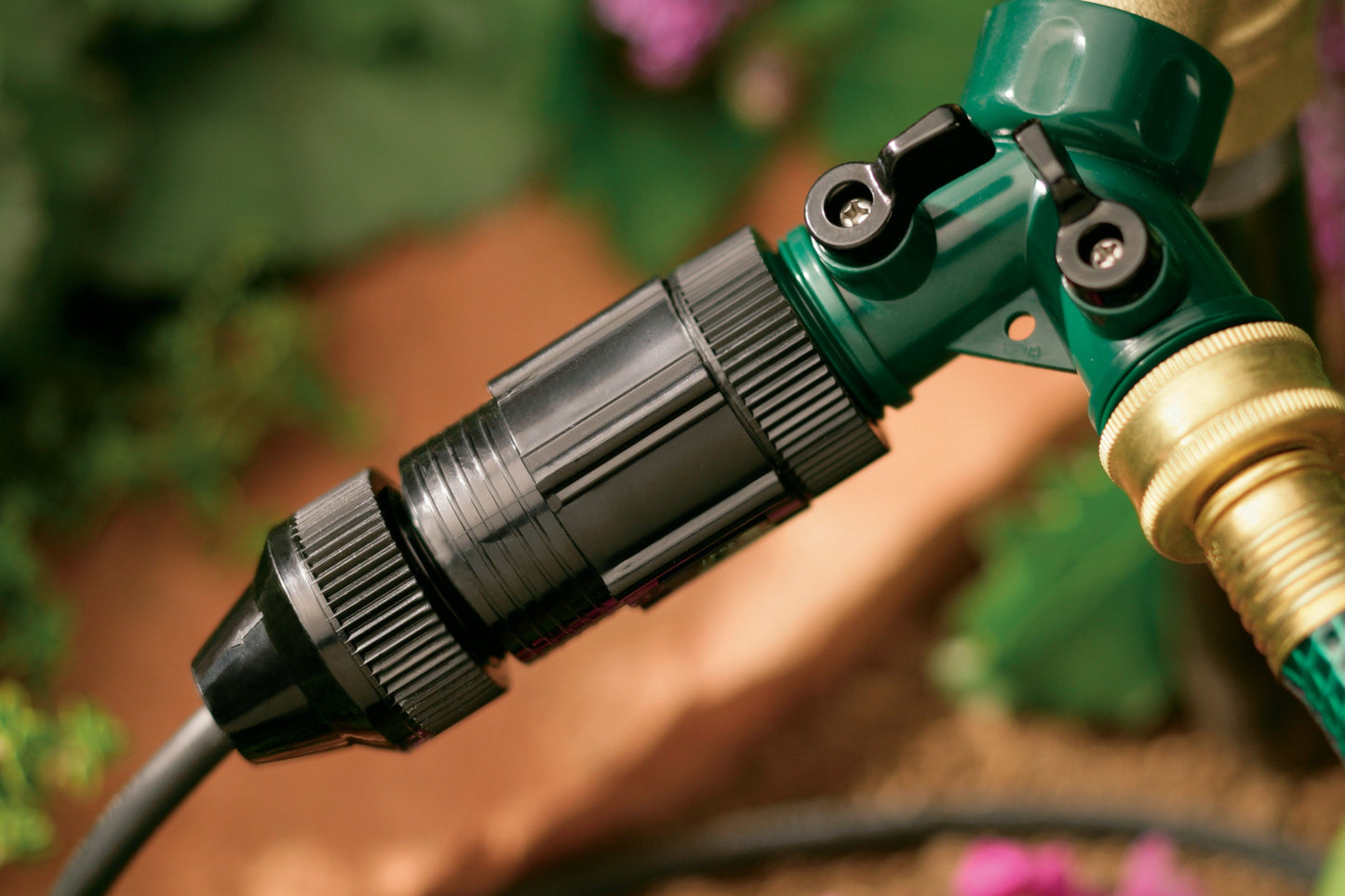 3/4in FHT 25 PSI Pressure Regulator Orbit Irrigation on green garden hose valve with brass fitting on Tampa Home & Garden Store